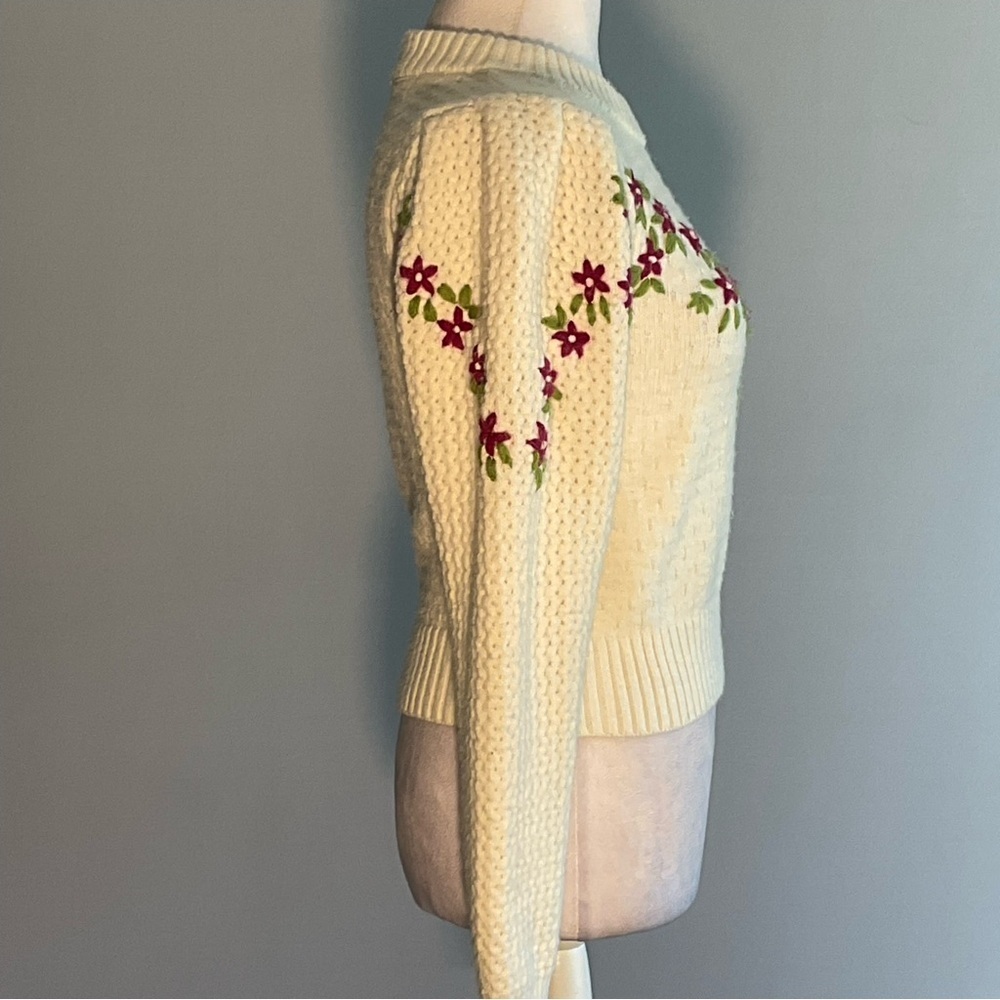Lulus XS Cream Embroidered Floral Coquette Sweater Cottagecore - Picture 9 of 16